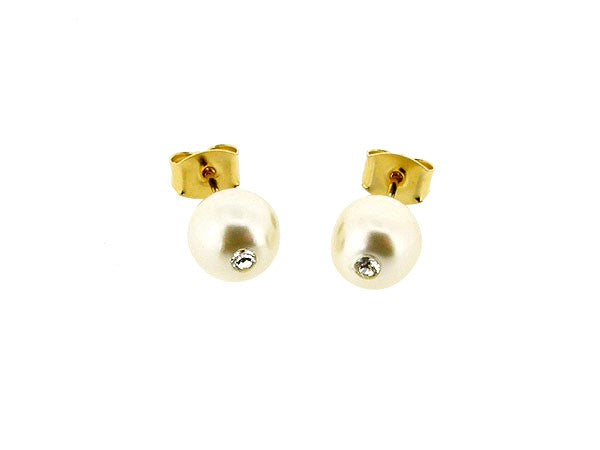 Perlenohrstecker mit eingelegten Kristallen