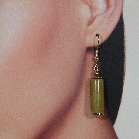 Gouden oorhanger met Landschap Agaat edelsteen