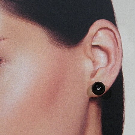 Onyx gemstone stud earrings with silver posts