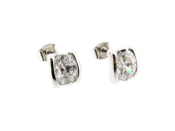 Silberner Ohrstecker mit großen, diamantgeschliffenen Zirkonia-Steinen