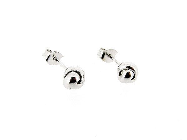Sterling silver braided domed button stud earring