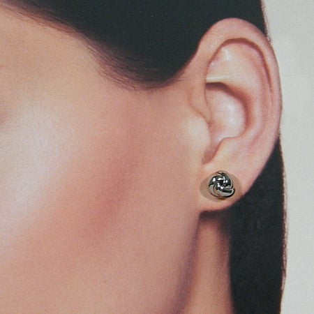Sterling silver braided domed button stud earring