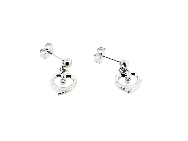 Silver heart earring pendant with zirconia stones