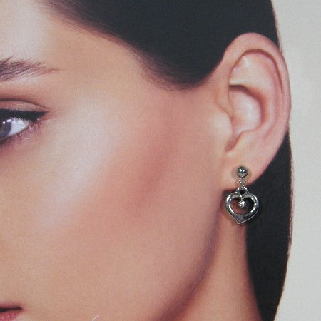 Silver heart earring pendant with zirconia stones
