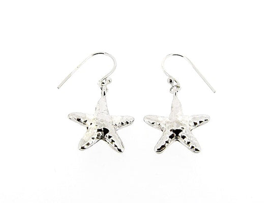 Silver large star earring