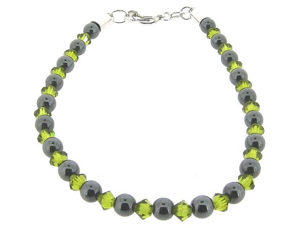 Hematiet armbandje met edelsteentjes gecombineerd met Swarovski kristallen