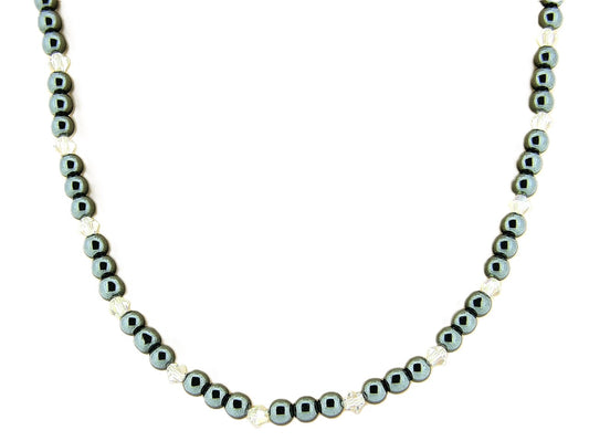 Hematite with Swarovski crystal necklace