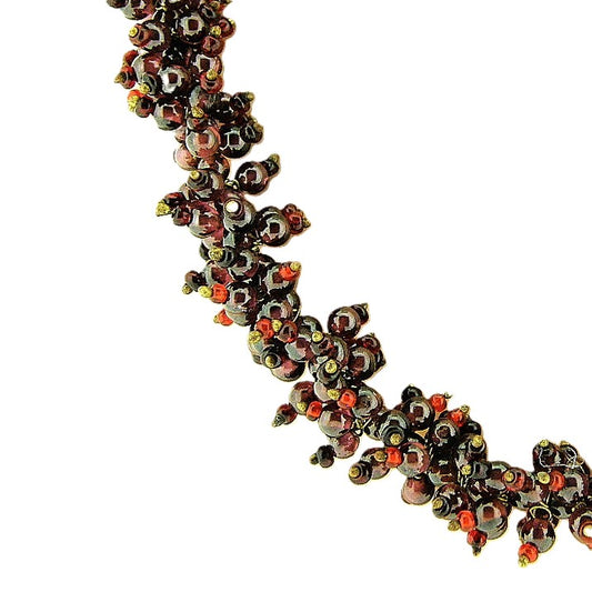 Garnet gemstone braided necklace