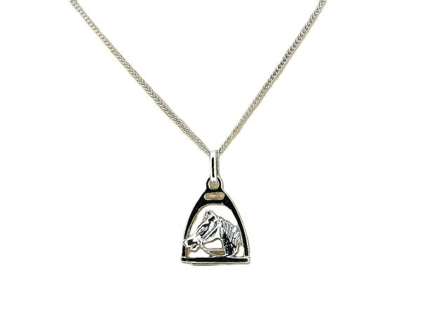 Zilveren dunne gourmet pendant ketting met Franse stijgbeugeltje