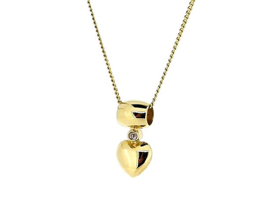 Gouden ketting met hangertje hartje voorzien van zirconia steentje