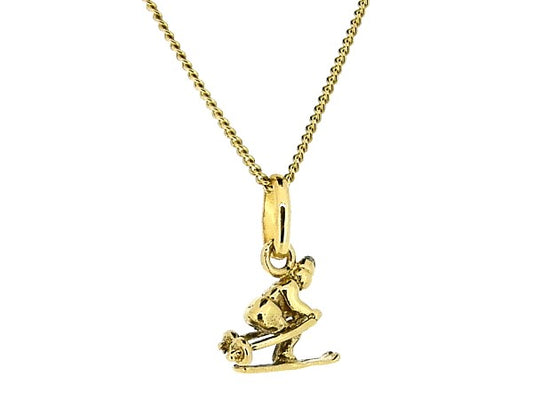 Gouden ketting met hangertje skiër