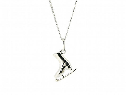 Zilveren dunne gourmet pendant ketting met kunstschaats hangertje