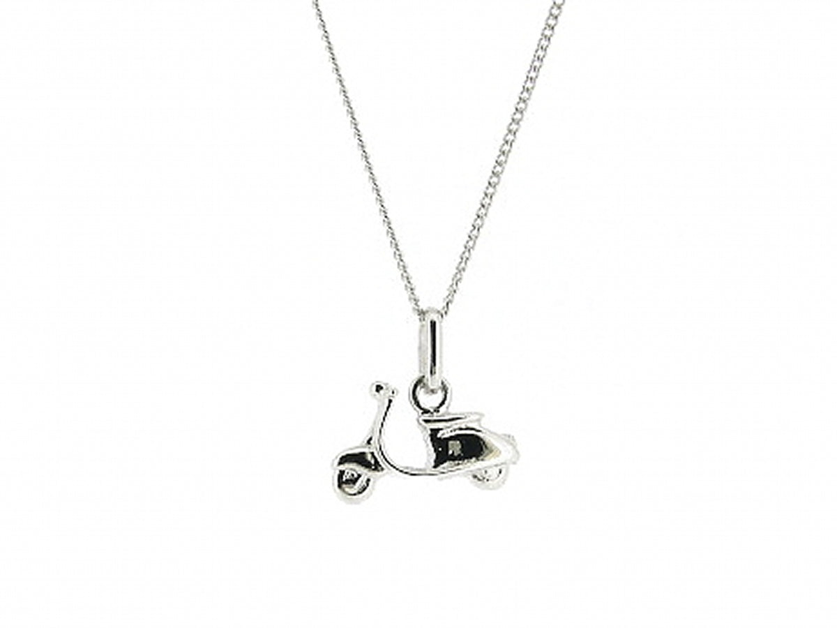 Zilveren hangertje met dunne gourmet ketting pendant Vespa scooter