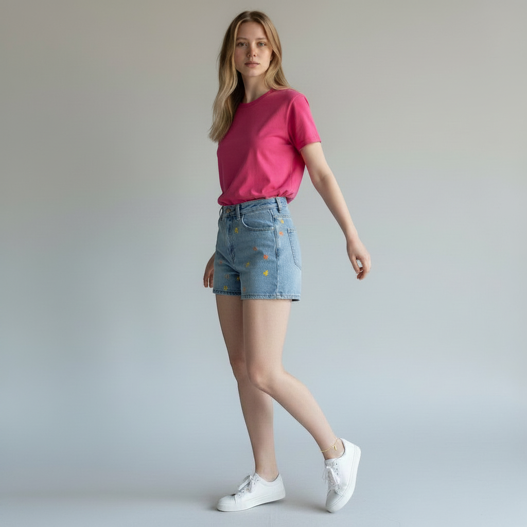 mijnsieradenshop.com Gesloten Forever gouden enkelbandje met een fijn kettinkje van 2,5 mm, gedragen door een vrouw in casual zomerkleding.